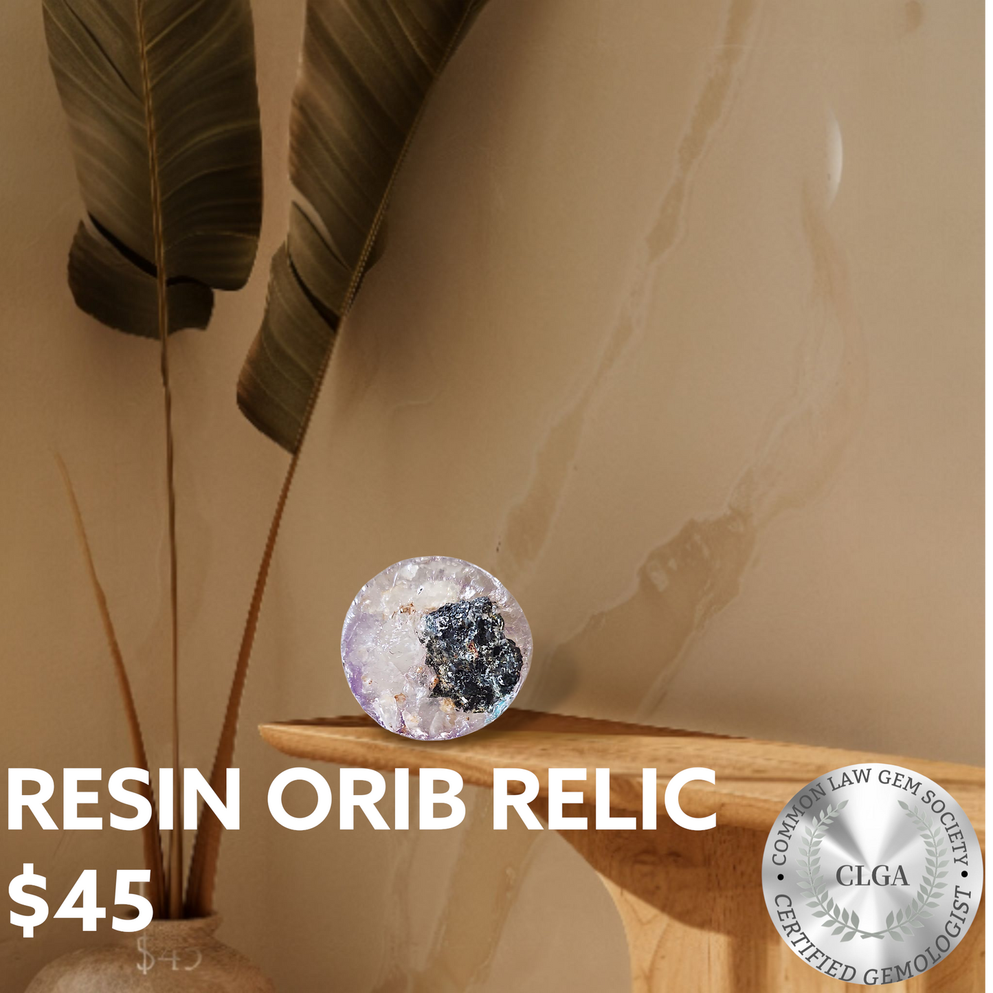Ash Moon | Resin Orib Relic | Basalt | CRSTL&CO ™️