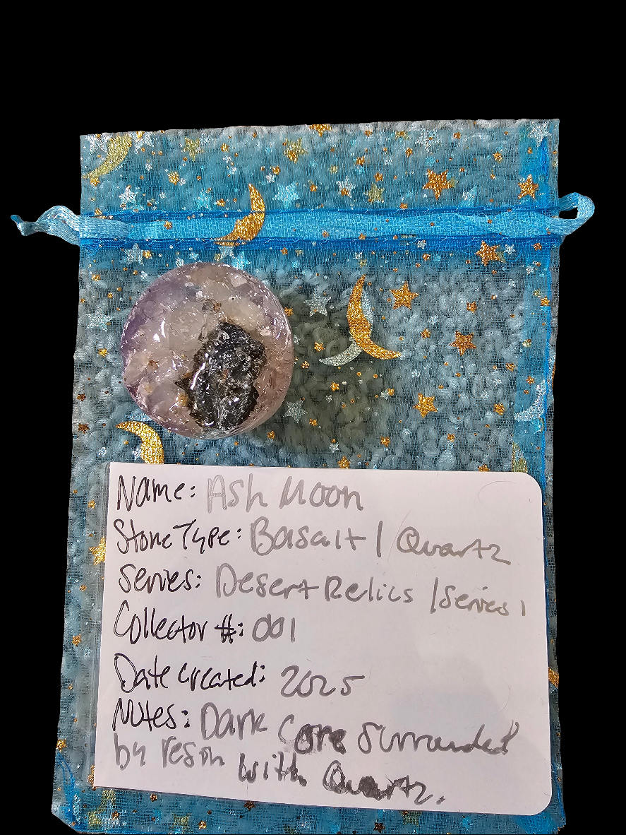 Ash Moon | Resin Orib Relic | Basalt | CRSTL&CO ™️