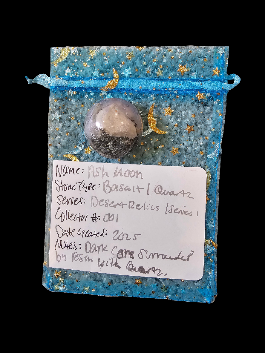 Ash Moon | Resin Orib Relic | Basalt | CRSTL&CO ™️