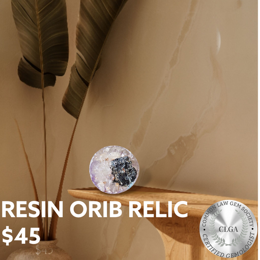 Ash Moon | Resin Orib Relic | Basalt | CRSTL&CO ™️